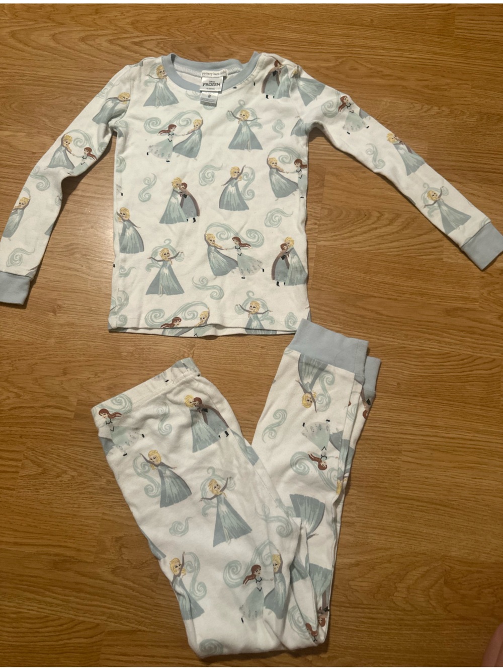 Pottery Barn Kids Frozen Light Blue and White Girls Pajama set